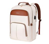 MOSISO Sac à Dos Pour Ordinateur Portable 15,6 Pouces, avec Port Charge USB & Poche Avant,Sac de Jour Casual Portable pour Voyage Bureau Études, Beige