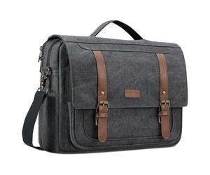 MOSISO Sac Messager Grand Format pour Hommes 15-15,6 Pouces,Espace Gris | Sac Ordinateur Multi-Portes Pour Travail/Voyage/Affaires, Professeurs Universitaires/Bureau