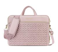 MOSISO Sac pour Ordinateur Portable 15,6 Pouces, Compatible avec MacBook Air MacBook Pro 16 M4 M3 M2 M1, HP Dell Acer Lenovo ASUS, 15-16" Sac Messager Matelassé Épi de Blé avec Poignée & Poche,Rose