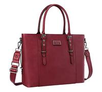 MOSISO Sac Tote Ordinateur 17-17,3 Pouce PU Cuir Mallette,Vin Rouge