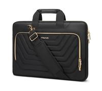 MOSISO Sacoche Ordinateur 15,6 Pouces avec Inversé Devant Poche Matelassée | Sacoche PC Portable 15-15,6 Pouces Compatible avec MacBook Pro 16/Air 15,HP Dell,Sac Messager avec Ceinture,Noir