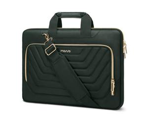 MOSISO Sacoche Ordinateur 15,6 Pouces,Sacoche PC Portable 15-15,6 Pouces Compatible avec MacBook Pro 16/Air 15,HP Dell, Sac Messager avec Trapèze Inversé Devant Poche Matelassée&Ceinture,Vert Émeraude