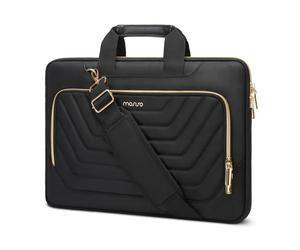 MOSISO Sacoche Ordinateur 17 Pouces avec Inversé Devant Poche Matelassée | Sacoche PC Portable 17-17,3 Pouces Compatible avec MacBook HP Dell,Sac Messager avec Ceinture,Noir