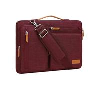 MOSISO Sacoche Ordinateur Portable,Sacoche PC Portable 15 Pouces Compatible avec MacBook Air 15 M5 M4 M3 M2/Pro 15,Sac Ordinateur Sac Messager Côté Ouvert avec 4 Poches Zipper&Poignée,Vin Rouge