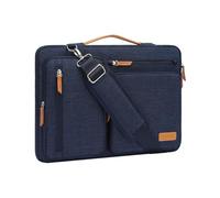 MOSISO Sacoche Ordinateur Portable,Sacoche PC Portable 15 Pouces Compatible avec MacBook Air 15 M5 M4 M3 M2/Pro 15,Sac Ordinateur Sac Messager Côté Ouvert avec 4 Poches Zipper&Poignée,Bleu Marin