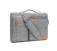 MOSISO Sacoche Ordinateur Portable,Sacoche PC Portable 17-17,3 Pouces Compatible avec MacBook,HP,Dell,Sac Ordinateur Sac Messager Côté Ouvert avec 4 Poches Zipper&Poignée,Gris