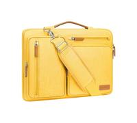 MOSISO Sacoche Ordinateur Portable,Sacoche PC Portable 17-17,3 Pouces Compatible avec MacBook,HP,Dell,Sac Ordinateur Sac Messager Côté Ouvert avec 4 Poches Zipper&Poignée,Jaune
