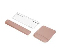 MOSISO Support Clavier Ordinateur&Repose Poignet Clavier&Tapis de Souris,Massage Ergonomique Repose Poignet Clavier Set,Type Facile Support Clavier Acrylique Clear Bureau Maison,Moka