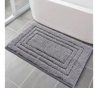 MOSISO Tapis de Douche Anti-Dérapant, 50x80cm Plush Moussu Doux & 6 Stickers Anti-Dérapants, Microfibre Ultra-Soft Absorbante Lavable pour Salle de Bain, Baignoire & Douche, Gris