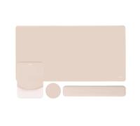 MOSISO Tapis Souris Clavier Kit, Grand Gaming Mouse Pad & Repose-Poignet Rectangulaire Clavier & Tapis Souris Ergo Anti-Dérapant & Support Verre & Pad Saisie Facile Mousse Mémoire Courbe,Abricot