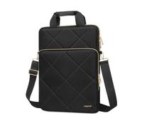 MOSISO Verticale Sacoche Ordinateur Portable 15-15,6 Pouces,Noir | Compatible avec MacBook Pro 16,HP Dell Lenovo Asus,Sac Messager Matelassé Rhombus avec Poche Frontale&Poignée&Ceinture