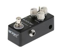 Mosky Pédale d'effets de distorsion pour guitare Noir Mini taille Corps en alliage d'aluminium True Bypass Indicateur LED Patins en caoutchouc antidérapants