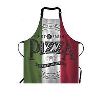 Moslion Tablier à pizza, Best in Town Pizzeria Rétro Posteron Grunge Fond Vert Blanc Rouge Tablier à Bavoir Col Réglable pour Homme Femme Convient pour Cuisine Cuisine Serveuse Chef Tablier, Multi 81,