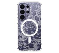 MOSNOVO Coque pour Samsung Galaxy S26 Ultra, Coque Transparente Compatible avec MagSafe, Protection Antichoc Militaire 6,6 ft, Coque Magnétique de Protection,Dragon Blanc