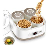 MOSOHINO Machine de Fermentation électrique for Yaourt Natto, Machine de Fermentation Intelligente Natto de 1,5 L avec 4 récipients en céramique, Haute température et contrôle Intelligent du Panneau