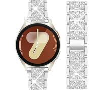 Mosonio Compatible avec Samsung Galaxy Watch 8 de 44 mm, bracelet en métal brillant de 20 mm avec coque de 44 mm pour femme (argent, 44 mm)