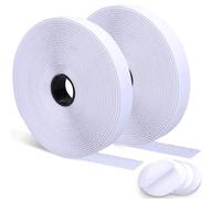 MOSOTECH 8M Scratch Autocollant Double Face, Shearable Bande Agrippantes Hook Loop Rubans Adhésives, avec Extra 4 Paires Autocollant Rond, Pour Moustiquaires/Cadres Photos Installation, 20mm,Blanc