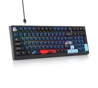 Mosptnspg Clavier de jeu mécanique filaire TKL à 80 % pour Windows/Mac | Support de joint et amortisseur 5 couches | Hot Swappable | RGB orienté au sud | Rollover complet N-key | Touches fléchées