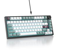 Mosptnspg TKL Clavier mécanique filaire 75 %, rétroéclairage RVB, 82 touches, commutateur linéaire rouge, commutateur linéaire personnalisé avec bouton de volume et touches PBT (82 brumes)