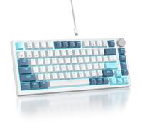 Mosptnspg TKL Clavier mécanique filaire 75 %, rétroéclairage RVB, 82 touches, commutateur linéaire rouge, commutateur linéaire personnalisé avec bouton de volume et touches PBT (82 Shoko)