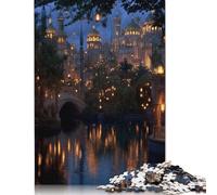 Mosquée Al-Aqsa Puzzles en Bois Adultes 500 Pièces Jeux ÉduChatifs Jeu De Défi Familial Décoration Intérieure Cadeaux d'anniversaire pour Stress Relief Toy 500pcs (52x38cm)