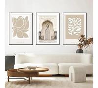 Mosquée de style marocain, porte beige, paysage, art mural, toile, affiches et impressions nordiques, décoration de la maison (30 x 45 cm, 3 pièces)