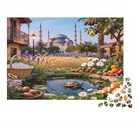 Mosquée Jardin Puzzle 1000 Pièces Puzzle pour Adultes Scène de Bassin Puzzle en Famille Détente Cadeau 70x50cm/1000pcs