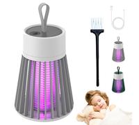 Mosquiguard Lampe-Anti-Moustique, Mozz Guard Anti Moustique, Rechargeable Tue Mouche Electrique Avec Lampe Camping IntéGréEs, Portable & éTanche, Pour Camping, IntéRieur Et ExtéRieur (Gris)