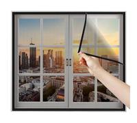 Mosquitera Adhesiva para Ventanas Caravane 90x110cm Noir Moustiquaire Fenetre Sans Percage Cadre Fixe Moustiquaire Baie VitréE Coulissante Moustiquaire Pour Fenêtres