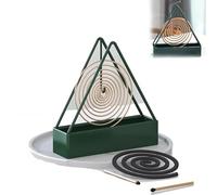 Mosquito Coil Holder, Portable Iron Mosquito Coil Holder,Metal Triangular Hanging Coil Tray,Coil Insense Burner Mosquito Coils Holder,Ash Catcher Storage Bracket for Indoor Outdoor Use (Green)