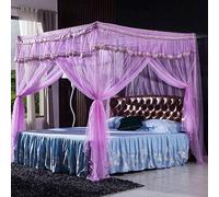 Mosquito net, three-door stainless steel foot without punching 1.5m / 1.8m bed, reinforcement + water blue side door 180 * 200cm,-Reinforcement + pink purple three doors_150 * 200cm