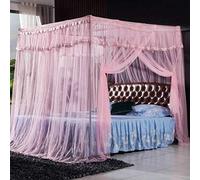 Mosquito net, three-door stainless steel thickened floor presser foot without punching 1.5m / 1.8m bed, reinforcement + water blue side door 180 * 200cm,-Standard + pink side door_150 * 200cm