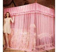 Mosquito nets with three doors to the floor and mosquito nets, yurt mosquito nets 1.2 m / 1.5 m / 1.8 m bed double home jade 1.8 * 2.0 m 32mm bold column-Pink_1.8 * 2.2m 25mm bold column