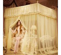 Mosquito nets with three doors to the floor and mosquito nets, yurt mosquito nets 1.2 m / 1.5 m / 1.8 m bed double home jade 1.8 * 2.0 m 32mm bold column-yellow_1.8 * 2.2m 25mm bold column