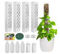 Moss Pole en plastique, 4 pièces 35 cm (pile pour plantes grimpantes + insertion au sol) + 150 g de mousse, poteau de sphaigne pour plantes grimpantes d'intérieur et d'extérieur, soutien pour plantes