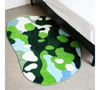 Moss Rug Flower 3D Bath Mat, Long Moss Bathroom Runner Rug Absorbent Non Slip Shower Mat, Flocked Art Washable Carpet, Green Home Decor for Bathroom Bedroom Sink (Summer, 80x180cm(31 * 71in))
