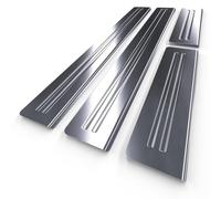 Mossa Kit de Plaque de seuils de Porte en Acier adapté pour Opel Astra H Caravan, Hayon, Berline 4 Portes, 5 Portes (2004-2013) - 2L - Argent (Mat)