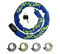 MOSSNDAR Antivol Vélo, 8mm 99cm 1170g Cadenas Vélo avec 2 Clés, Cadenas Vélo Antivol avec Rotation à 360° et Couvercle Anti-poussière, Chaîne Vélo Antivol pour Moto Vtt Porte Portail Clôture (Bleu)