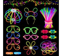 MOSSNDAR Bracelet Fluorescent Lumineux,232pcs Bâtons Lumineux,avec Connecteurs Faire des Lunettes Colliers Balles Boules,Fluo Soiree pour Décoration Halloween Noël Fête Cotillons Nouvel An 2026 Cadeau