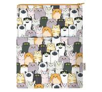 MOSSO - Protège-livre avec fermeture éclair et poche avant- imperméable-lavable- 28 cm x 22 cm - Cadeau pour les amateurs de livres (CHATS MIGNONS)