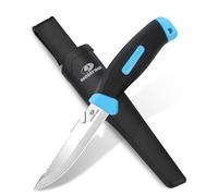 Mossy Oak Couteau à Lame Fixe de 220 mm avec Dents Dentelées et Etui, Cadeau d'Outil Parfait pour Chasse, Camping, Randonnée