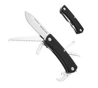 Mossy Oak Couteau Multifonction 10 en 1, Acier Inoxydable avec Manche en G10, Couteau, Scie, Tournevis, Ouvre-Boîte, Brise-Vitre, Dénudeur, Outil Multifonction Compact pour Randonnée, Camping, Voyage