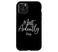 Most Ardently - Darcy Script Pride and Prejudice Impression Blanche Coque pour iPhone 11 Pro
