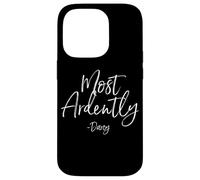 Most Ardently - Darcy Script Pride and Prejudice Impression Blanche Coque pour iPhone 14 Pro