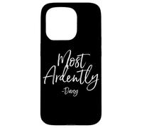 Most Ardently - Darcy Script Pride and Prejudice Impression Blanche Coque pour iPhone 15 Pro