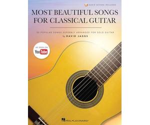 Most Beautiful Songs for Classical Guitar - Recueil de partitions guitare classique solo avec tablatures et notation standard de David Jaggs | 20 chansons célèbres | Audio en ligne inclus