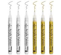 MOSTFUN 6 Pcs Feutre Acrylique Noir et Blanc Pointe Fine, Marqueur Peinture Acrylique, Feutre Acrylique Doré et argenté 0.7mm pour Dessin, Pneu, Galets, Bois, Verre, Metal, Porcelaine