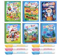 MOSTFUN 6 Pièces Livre de Dessin Magique de L'eau, Livre de Peinture à l'eau Réutilisable avec Stylo Leau, Livre de Coloriage Magique à Leau pour Enfants Education Dessin
