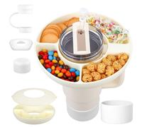 MOSTFUN Coupe à Goûter avec Couvercle pour Stanley Cup 40oz, Réutilisable Bol à Collation en Silicone avec 4 Stanley Cup Accessoires, Plateau à Goûter avec 4 Compartiments pour Bonbons Popcorn Fruits