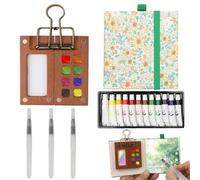MOSTFUN Kit Aquarelle Miniature, 8 Grids Mini Palette Portable Aquarelle de Voyage avec Carnet de Croquis, Pinceaux et Clip pour Gouache, Peinture